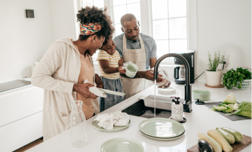 Family in kitchen
